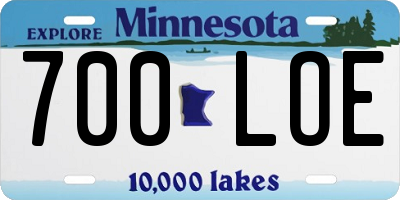 MN license plate 700LOE