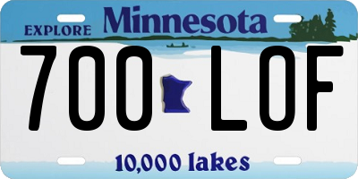 MN license plate 700LOF