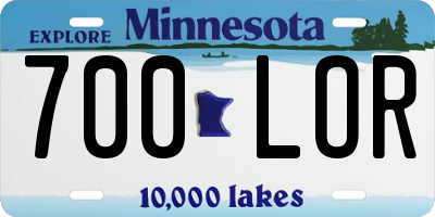MN license plate 700LOR