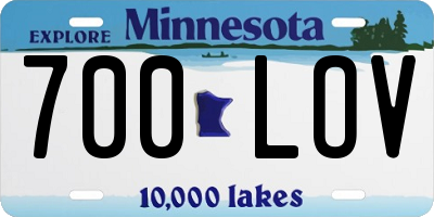 MN license plate 700LOV