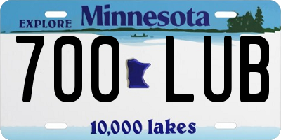 MN license plate 700LUB