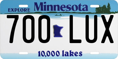 MN license plate 700LUX