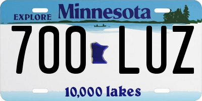 MN license plate 700LUZ