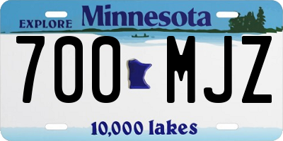 MN license plate 700MJZ