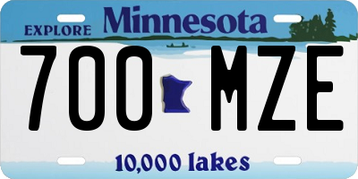 MN license plate 700MZE