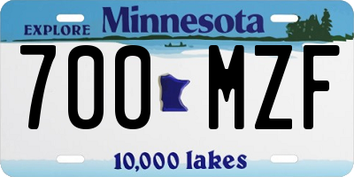MN license plate 700MZF