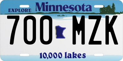 MN license plate 700MZK