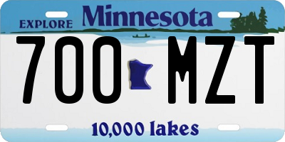 MN license plate 700MZT