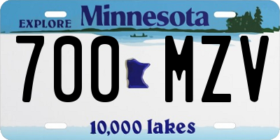 MN license plate 700MZV