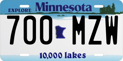 MN license plate 700MZW