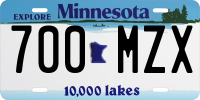 MN license plate 700MZX