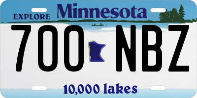 MN license plate 700NBZ