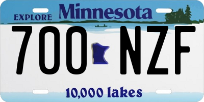 MN license plate 700NZF