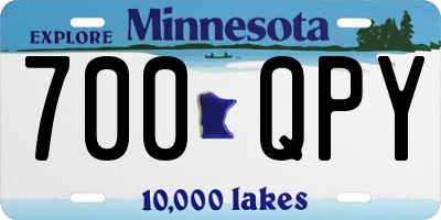 MN license plate 700QPY