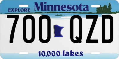 MN license plate 700QZD