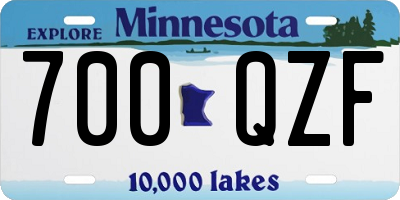 MN license plate 700QZF