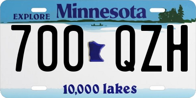 MN license plate 700QZH