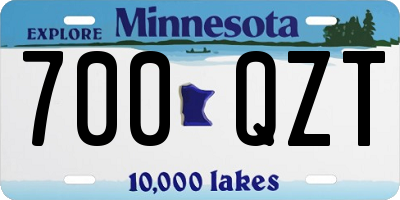 MN license plate 700QZT
