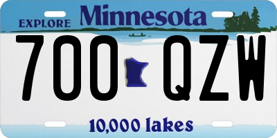 MN license plate 700QZW