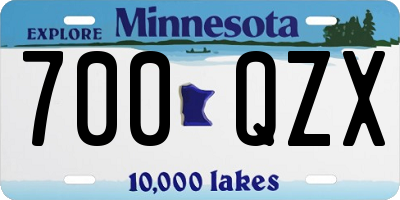 MN license plate 700QZX