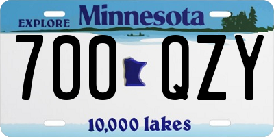 MN license plate 700QZY