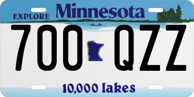 MN license plate 700QZZ