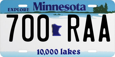 MN license plate 700RAA
