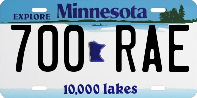 MN license plate 700RAE
