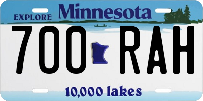 MN license plate 700RAH