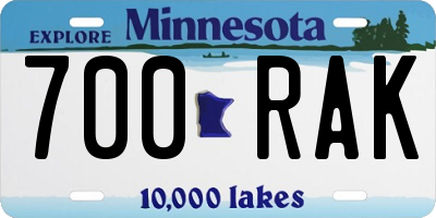 MN license plate 700RAK