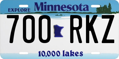 MN license plate 700RKZ