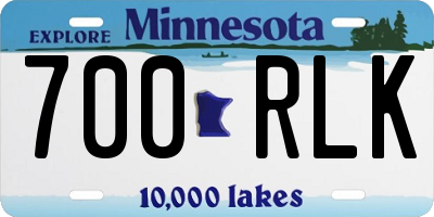 MN license plate 700RLK
