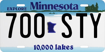 MN license plate 700STY