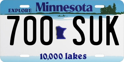 MN license plate 700SUK
