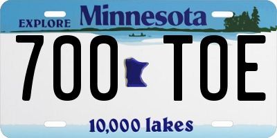 MN license plate 700TOE