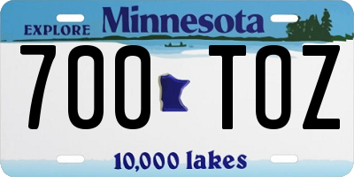 MN license plate 700TOZ