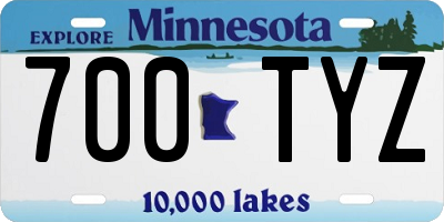 MN license plate 700TYZ