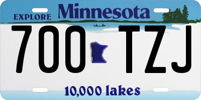 MN license plate 700TZJ