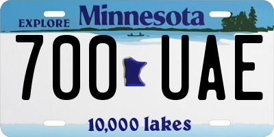 MN license plate 700UAE
