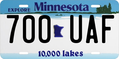 MN license plate 700UAF