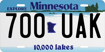 MN license plate 700UAK