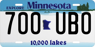 MN license plate 700UBO