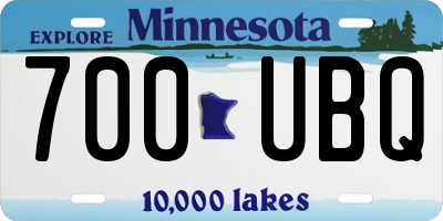 MN license plate 700UBQ