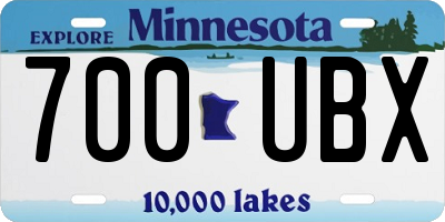 MN license plate 700UBX