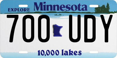 MN license plate 700UDY