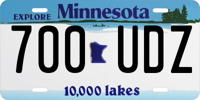 MN license plate 700UDZ