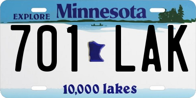 MN license plate 701LAK