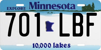 MN license plate 701LBF