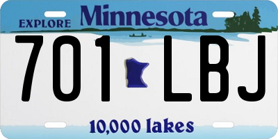 MN license plate 701LBJ