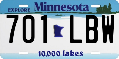 MN license plate 701LBW